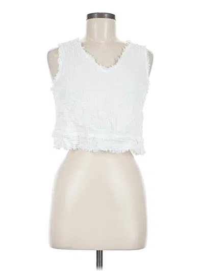 Pre-owned New In Tank Top White Ruffles Neckline Tops