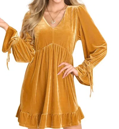 New In Velvet Mini Dress In Goldenrod