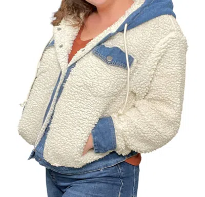 New In Wool And Denim Button Up Jacket In White