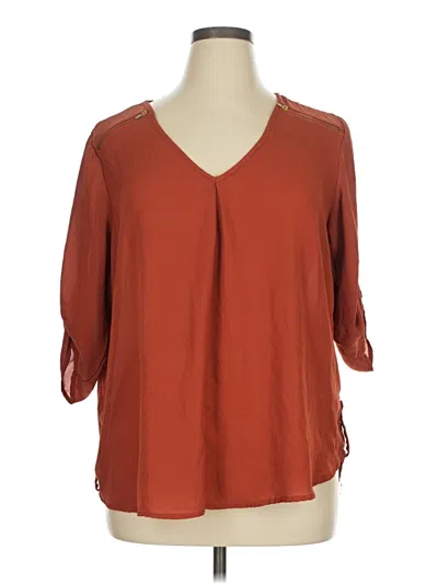Pre-owned New Look 3/4 Sleeve Blouse In Brown