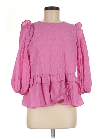 Pre-owned New Look 3/4 Sleeve Blouse In Pink
