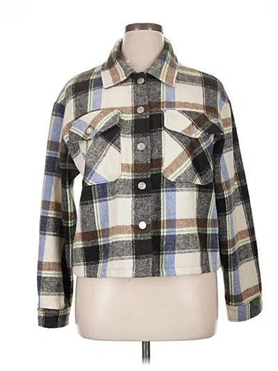 Pre-owned New Look 3/4 Sleeve Button Down Shirt In Silver
