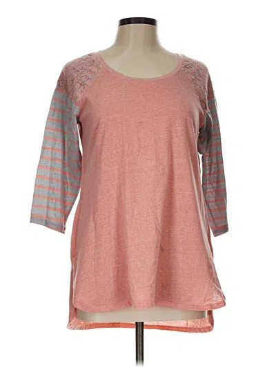 Pre-owned New Look 3/4 Sleeve Top Pink Scoop Neck Tops