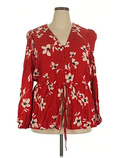 Pre-owned New Look Long Sleeve Blouse In Red