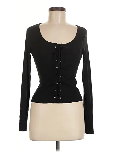 Pre-owned New Look Long Sleeve Henley Shirt In Black