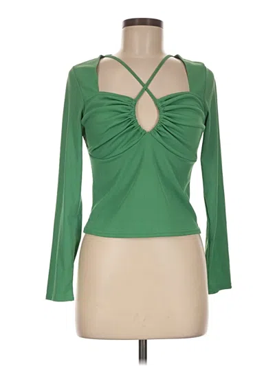 Pre-owned New Look Long Sleeve Top Green Keyhole Neckline Tops