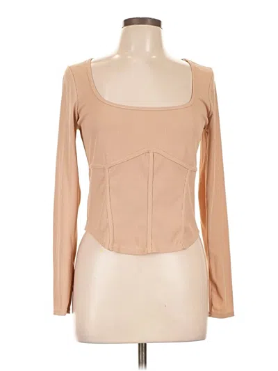 Pre-owned New Look Long Sleeve Top Tan Square Neckline Tops