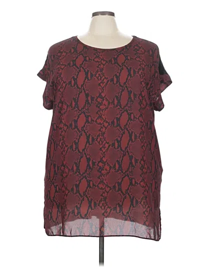 Pre-owned New Look Short Sleeve Blouse In Burgundy