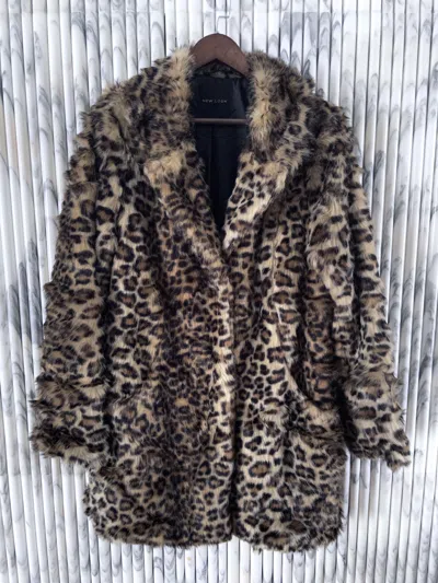 Pre-owned New Look Vintage Shaggy Leopard Babycat Faux Fur Coat In Multi