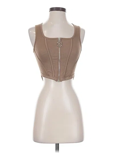 Pre-owned New Mix Usa Sleeveless Top Tan Strapless Neckline Tops