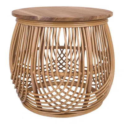 New Pacific Direct Arlo Rattan Side/ End Table W/ Wood Top