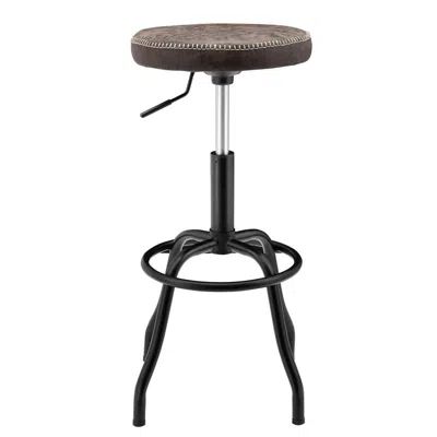 New Pacific Direct Eaton Pu Leather Gaslift Backless Swivel Bar Stool