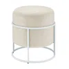 New Pacific Direct Ophelia Velvet Round Ottoman W/ White Metal Frame