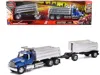 New Ray Freightliner 114sd Dump Truck With Twin Dump Body Blue "long Haul Trucker" Series 1/32 Diecast Model
