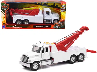 New Ray Freightliner 114sd Tow Truck White And Red "long Haul Trucker" Series 1/32 Diecast Model By