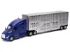 New Ray Kenworth T680 Truck Blue Metallic With Livestock Trailer Chrome "long Haul Trucker" Series 1/32 Diec In Multi