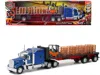 New Ray Kenworth W900 Truck With Flatbed Trailer Blue With Forklift And Pallets "long Haul Truckers" Series  In Multi