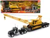 New Ray Kenworth W900 Truck With Lowboy Trailer Black And Crane Yellow "long Haul Trucker" Series 1/32 Dieca