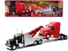 New Ray Peterbilt 379 Tow Truck Black With Peterbilt 387 Truck Tractor Red Set Of 2 Pieces 1/32 Diecast Mode In Red