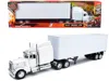 New Ray Peterbilt 379 Truck With Dry Goods Trailer White "long Haul Trucker" Series 1/32 Diecast Model By Ne