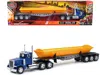 New Ray Peterbilt 379 Truck With Side Dump Blue And Yellow "long Haul Truckers" Series 1/32 Diecast Model By