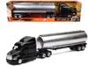 New Ray Peterbilt 387 Truck Black With Tanker Trailer Silver "long Haul Truckers" Series 1/43 Diecast Model  In Black