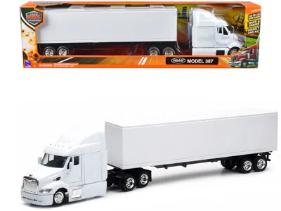 New Ray Peterbilt 387 Truck With Dry Goods Trailer White "long Haul Trucker" Series 1/43 Diecast Model By Ne In Multi