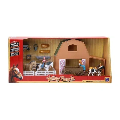 New Ray Valley Ranch Barn Horse Set 15-pc. Toy Playset In Multi | ModeSens