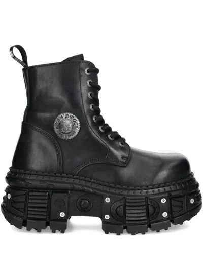 New Rock Schnürstiefel 100mm In Black