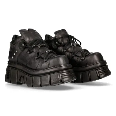 New Rock 106n-s52 Tower Metallic Punk Shoes In Black