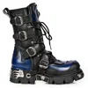New Rock 107-c5 Skull Lace Up Boots In Multi