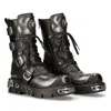 New Rock 107-s2 Flame Gothic Boots In Black