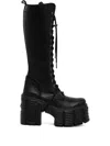 New Rock 120mm Lace-up Platform Boots In Black