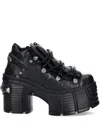 New Rock 120mm M-tm106-c2 Buckle-strap Platform Boots In Black