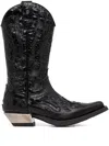 New Rock M-7928-s1 Western Cowboy Boots Leather In Black