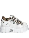 New Rock 60mm Leopard Platform Sneakers In White