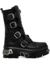 New Rock 60mm M-391x-s1 Buckle-detail Platform Boots In Black