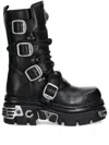 New Rock 70mm Leather Platform Boots In Black