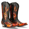 New Rock 7921-s2 West Cowboy Leather Boots In Red