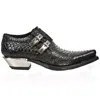 New Rock 7934-s2 Embossed Leather Buckle West Boots In Black