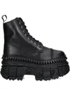 New Rock 90mm Lace-up Platform Combat Boots In Black
