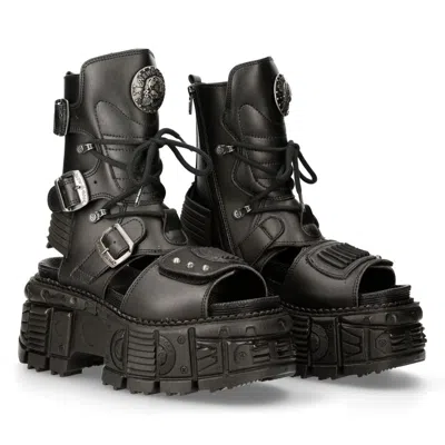 New Rock Bios107-v1 Vegan Leather Sandals In Black