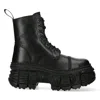 New Rock M-wall083c-s5 Lace-up Platform Boots In Black