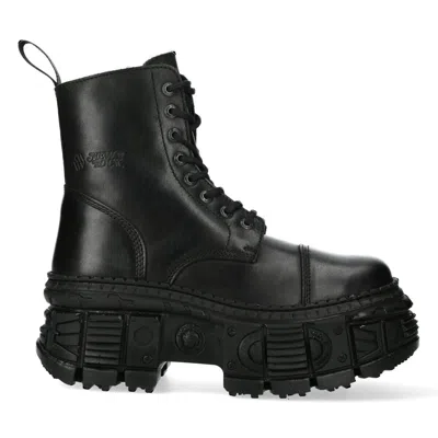NEW ROCK BLACK GOTH LEATHER BOOTS-WALL083C-S5