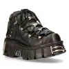 New Rock M-106-c181 Black Gothic Punk Chunky Platform Ankle Boots In Black