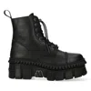 New Rock Black Leather Boots-wall083cct-s6 In Black