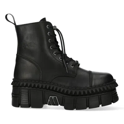 NEW ROCK BLACK LEATHER BOOTS-WALL083CCT-S6