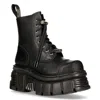 New Rock Black Leather Boots-wall083cct-s6 In Black