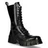 New Rock Boots Leather Ankle Tower Biker Boots-m-wall026n-c5 In Black