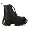 New Rock Black Platform Leather Boots-wall83cct-s8 In Black